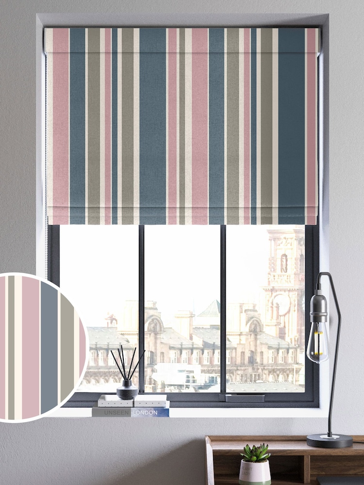 Pink Huddson Made To Measure Roman 100% Cotton Blind - Image 1 of 6