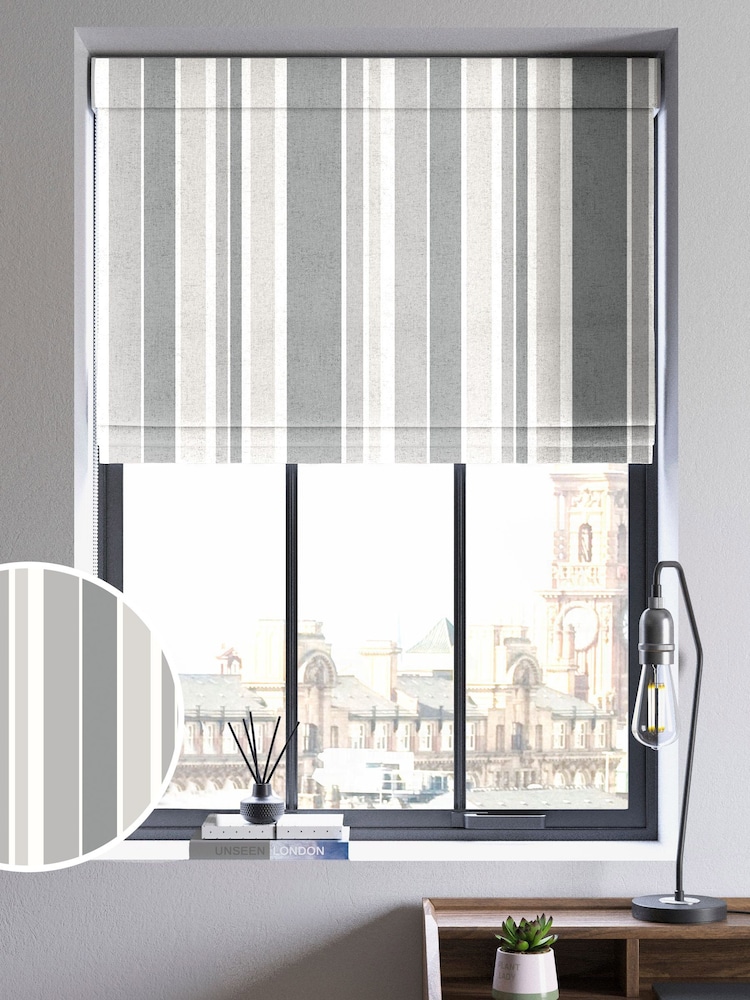 Silver Huddson Made To Measure Roman 100% Cotton Blinds - Image 1 of 6