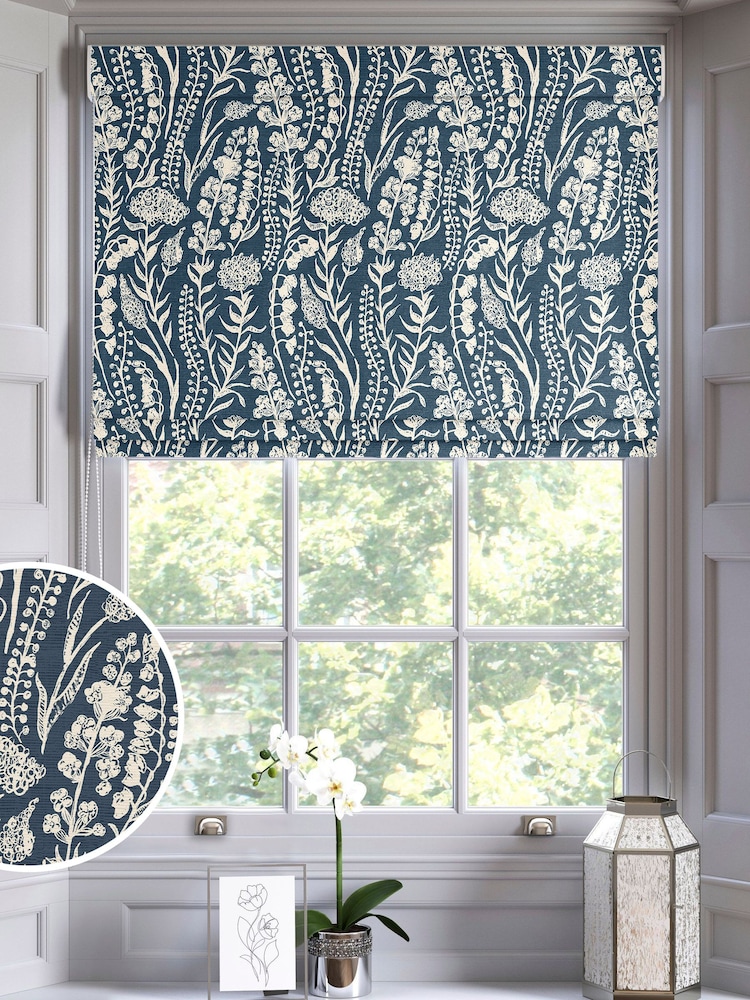 Blue Jarrod Made To Measure Roman 100% Cotton Blind - Image 1 of 6