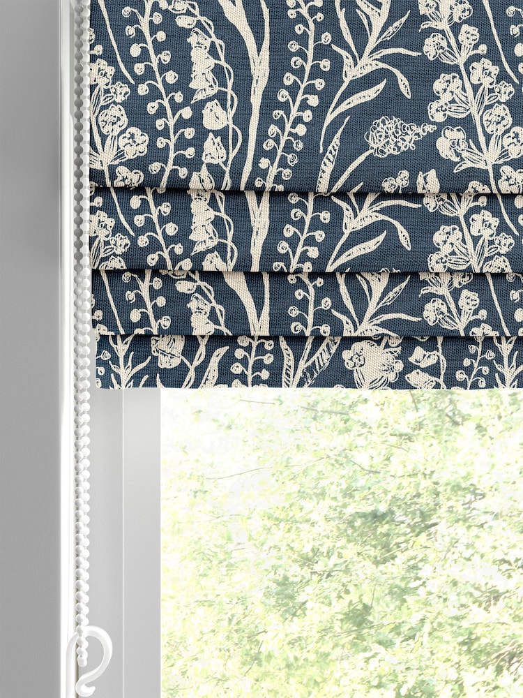 Blue Jarrod Made To Measure Roman 100% Cotton Blind - Image 2 of 6