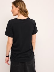 Black 100% Cotton Maternity Ruched Side T-Shirt - Image 4 of 8