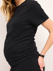 Black 100% Cotton Maternity Ruched Side T-Shirt - Image 5 of 8