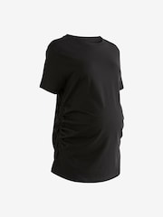 Black 100% Cotton Maternity Ruched Side T-Shirt - Image 7 of 8