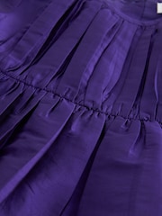 Purple Pleat Detail Short Sleeve Taffeta Dress (3mths-10yrs) - Image 8 of 8
