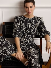 Black/Ecru Cream Abstract Print Jumpsuit - Image 2 of 4