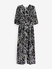 Black/Ecru Cream Abstract Print Jumpsuit - Image 4 of 4