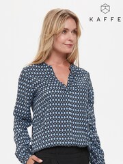 Kaffe Blue Sary Tilly Long Sleeve Blouse - Image 4 of 8