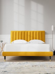 Swoon Easy Velvet Turmeric Yellow Porlock Bed - Image 1 of 7