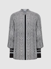Reiss Navy Ivy Bead Print Blouse - Image 2 of 5