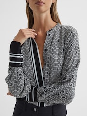 Reiss Navy Ivy Bead Print Blouse - Image 4 of 5