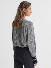 Reiss Navy Ivy Bead Print Blouse - Image 5 of 5