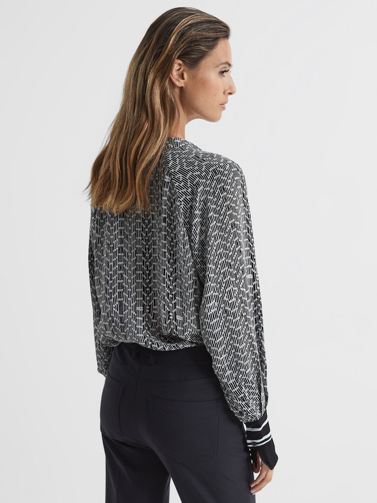 Reiss Navy Ivy Bead Print Blouse - Image 5 of 5
