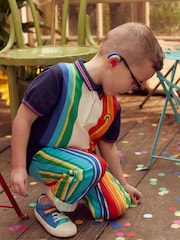 Little Bird by Jools Oliver Multi Rainbow Stripe Short and Shirt Set - Image 2 of 12