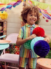 Little Bird by Jools Oliver Multi Rainbow Stripe Short and Shirt Set - Image 6 of 12