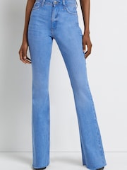 River Island Blue High Waisted Flared Jeans - Image 1 of 1