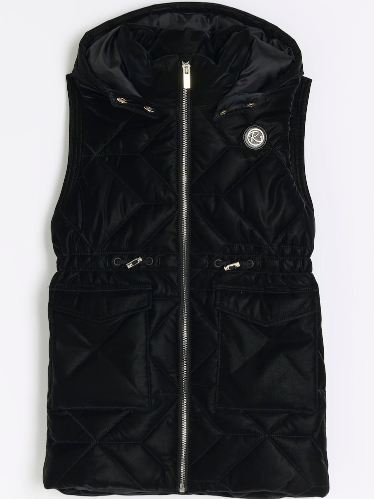 River Island Black Girls Glam Shine Gilet - Image 1 of 1
