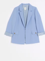 River Island Light Blue Girls Rolled Sleeve Blazer - Image 1 of 3