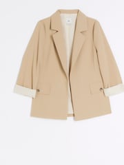River Island Brown Girls Rolled Sleeve Blazer - Image 1 of 3