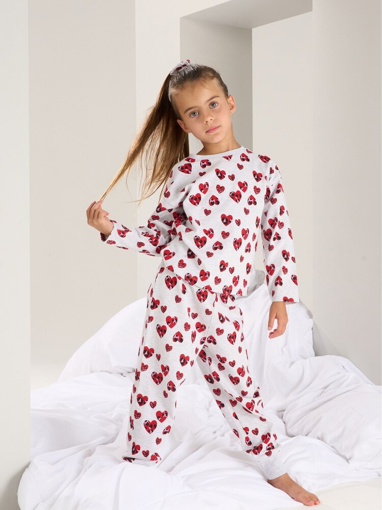 Angel & Rocket Grey Stella Heart Leopard Pyjamas - Image 1 of 5