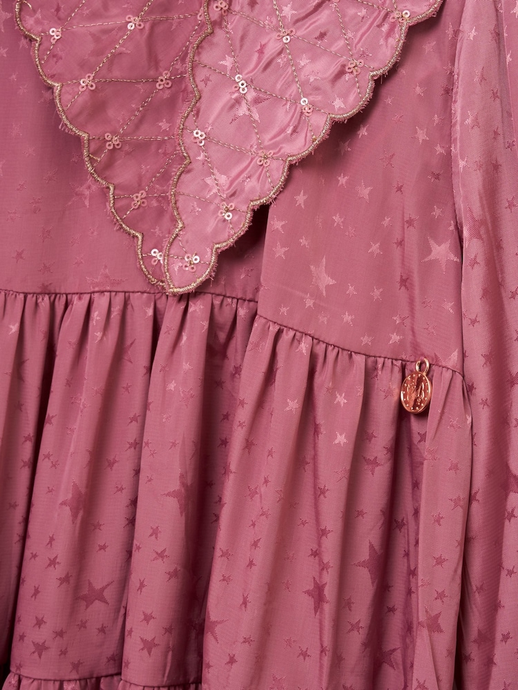 Angel & Rocket Pink Sophia Jacquard Star Dress - Image 6 of 6