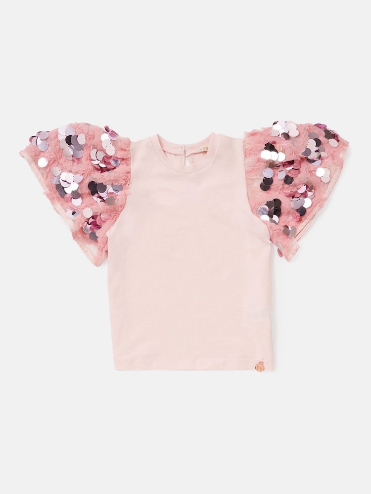 Angel & Rocket Pink Freya Sequin Sleeve T-Shirt - Image 2 of 4