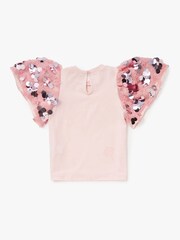 Angel & Rocket Pink Freya Sequin Sleeve T-Shirt - Image 3 of 4