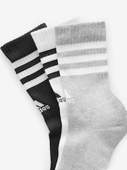 adidas Grey 3-Stripe Crew Length Socks 3 Pack - Image 2 of 4