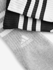 adidas Grey 3-Stripe Crew Length Socks 3 Pack - Image 4 of 4