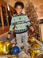 Angel & Rocket Green Fairisle Minecraft Christmas Jumper - Image 1 of 5