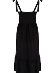 Pour Moi Black Laura Jersey Tie Strap Tiered Midi Dress - Image 5 of 5