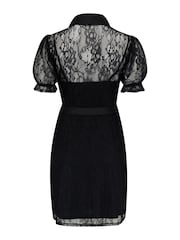 Pour Moi Black Clara Lace Shirt Mini Dress - Image 5 of 5