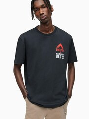 AllSaints Black 100% Cotton Shelter Short Sleeve Crew T-Shirt - Image 1 of 6