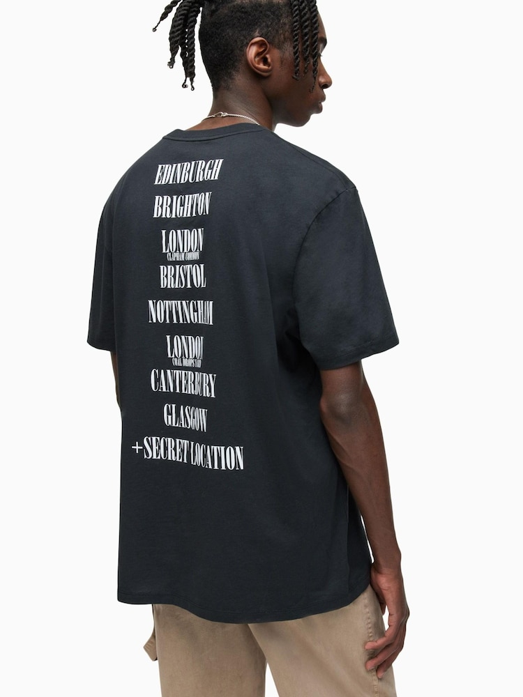 AllSaints Black 100% Cotton Shelter Short Sleeve Crew T-Shirt - Image 2 of 6 AllSaints Black 100% Cotton Shelter Short Sleeve Crew T-Shirt - Image 2 of 6