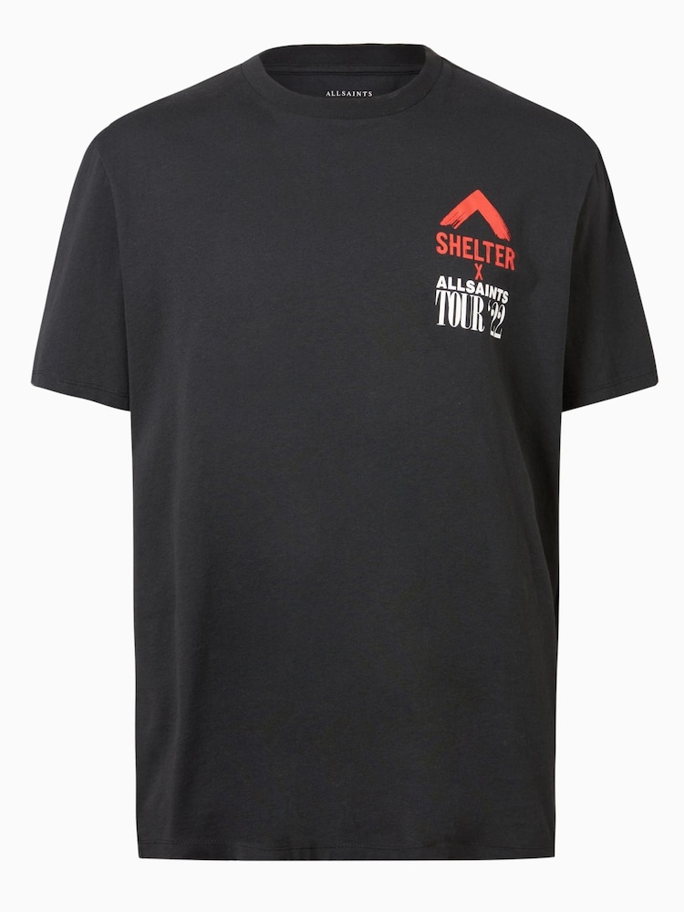 AllSaints Black 100% Cotton Shelter Short Sleeve Crew T-Shirt - Image 6 of 6 AllSaints Black 100% Cotton Shelter Short Sleeve Crew T-Shirt - Image 6 of 6