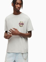 AllSaints Grey 100% Cotton Shredder Short Sleeve Crew T-Shirt - Image 1 of 7
