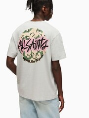 AllSaints Grey 100% Cotton Shredder Short Sleeve Crew T-Shirt - Image 2 of 7