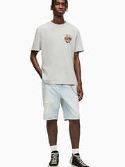 AllSaints Grey 100% Cotton Shredder Short Sleeve Crew T-Shirt - Image 4 of 7