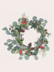 Laura Ashley Green Crab Apple and Pine Cone LED Wreath - Image 4 of 4