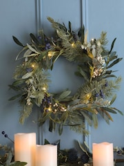 Laura Ashley Green Winter Lavender LED Wreath - Image 1 of 2