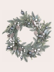 Laura Ashley Green Pine Cone and White Berry LED Wreath - Image 3 of 4