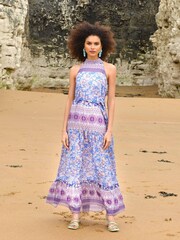 Ro&Zo Purple Paisley Halter Maxi Dress - Image 1 of 6