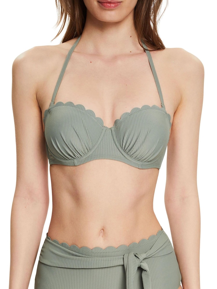 Esprit Light Khaki Green Padded Balconet Bikini Top - Image 1 of 7