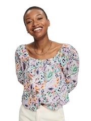 Esprit Green Floral Printed Cropped Top - Image 1 of 7