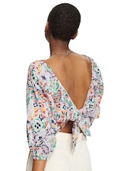 Esprit Green Floral Printed Cropped Top - Image 2 of 7