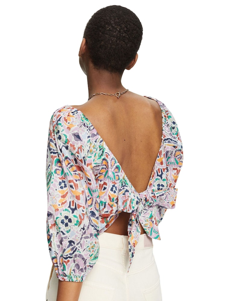 Esprit Green Floral Printed Cropped Top - Image 2 of 7 Esprit Green Floral Printed Cropped Top - Image 2 of 7