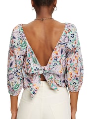 Esprit Green Floral Printed Cropped Top - Image 4 of 7