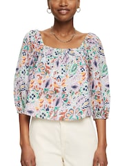 Esprit Green Floral Printed Cropped Top - Image 5 of 7