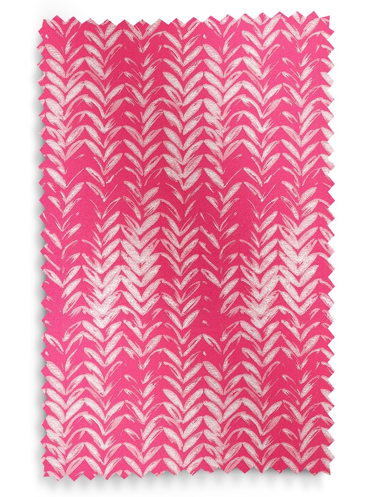Watermelon Pink Leaf Print Made To Measure Curtains - Image 9 of 9