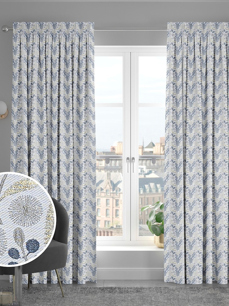 Danube Blue Lotus Made To Measure Curtains - Image 1 of 9