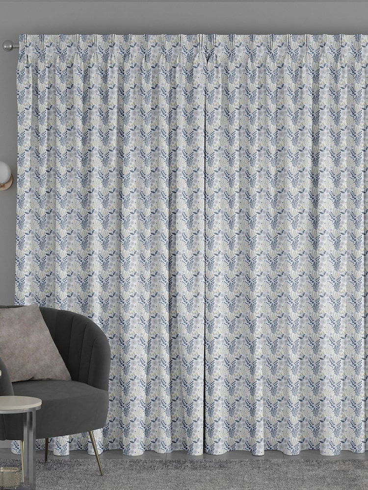 Danube Blue Lotus Made To Measure Curtains - Image 2 of 9